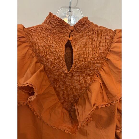 TUCKERNUCK Hyacinth House Persimmon Ruffle Parker Blouse Top Size XXS - Picture 6 of 9